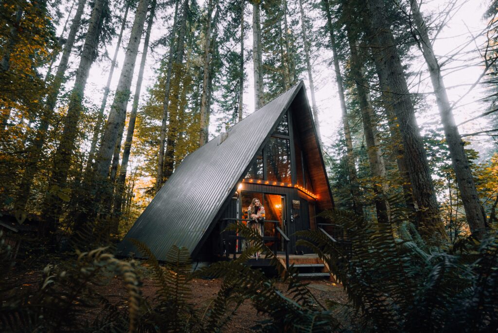 Image of a house in forest for the Airbnb paragraph.